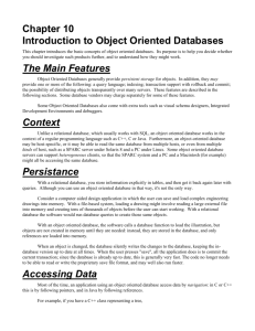 Introduction to Object Oriented Databases