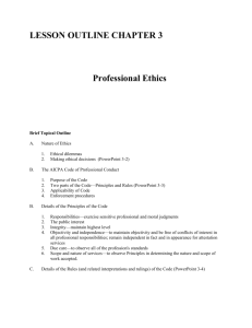 LESSON OUTLINE CHAPTER 3 Professional Ethics Brief Topical
