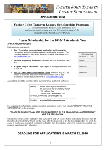 1 year Scholarship for the 2016-17 Academic Year