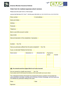 Claim form for medical expenses (short version)