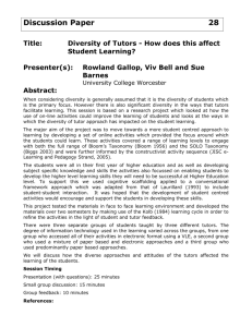 Diversity of Tutors - How does this affect Student Learning?