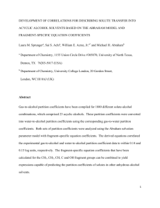 DEVELOPMENT OF CORRELATIONS FOR DESCRIBING SOLUTE