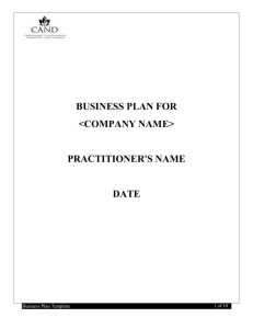 BUSINESS PLAN FOR  PRACTITIONER`S