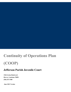 FEMA COOP Plan - Jefferson Parish Juvenile Court