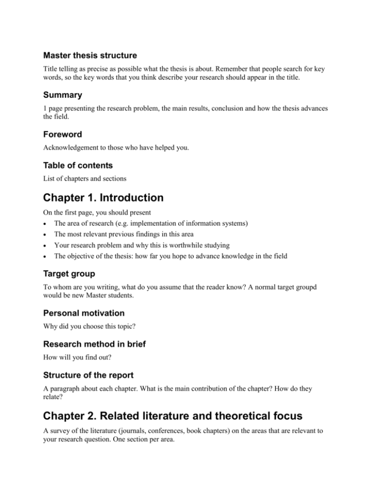 Master Thesis Structure