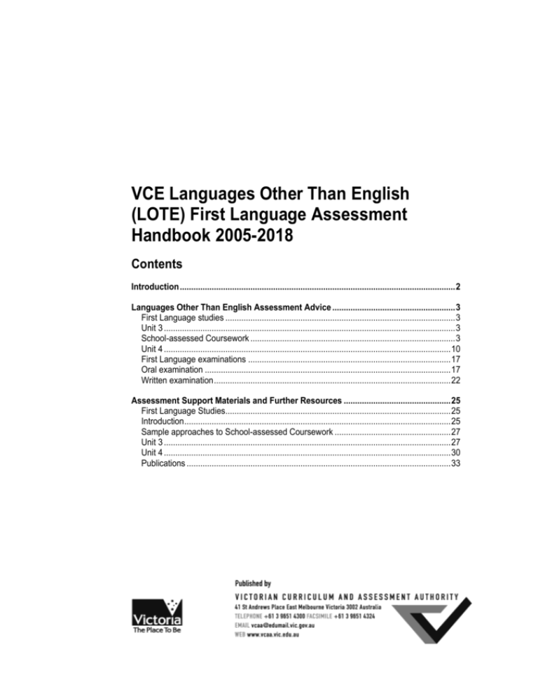 VCE Languages Other Than English LOTE 