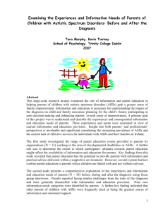 Parents of Children with Autistic Spectrum Disorders: Information