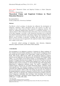 1 Theoretical Claims and Empirical Evidence in Maori Education