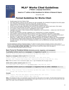 MLA* Works Cited Guidelines