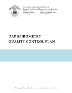 Spirometry Quality Control Plan. - Diagnostic Accreditation Program