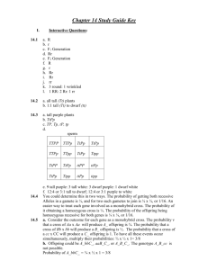 Chapter 14 Genetics Study Guide Key