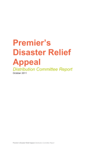Premier`s Disaster Relief Appeal Distribution Committee Report