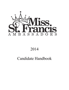 2014 Candidate Handbook Miss St. Francis Ambassador Program