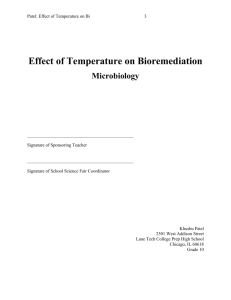 Effect of Temperature on Bioremediation - Mr. Nordlund