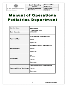 Pediatric Policy - Department of Medical Health and Family Welfare