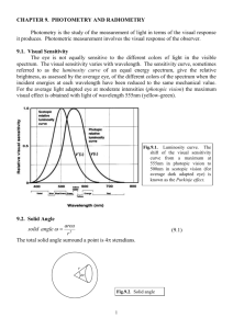CHAPTER 9. PHOTOMETRY AND RADIOMETRY Photometry is the
