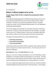 NEWS RELEASE For immediate use Britain in Bloom judges set to
