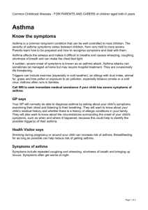 Symptoms of asthma