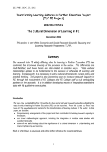 Transforming Learning Cultures in Further Education Project