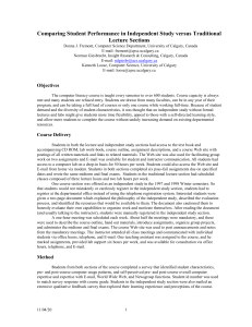 Comparing Student Performance in Independent Study Versus