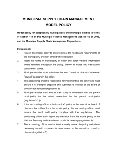 Municipal SCM Model Policy - MFMA
