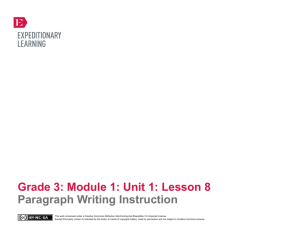 Grade 3: Module 1: Unit 1: Lesson 8 Paragraph Writing Instruction