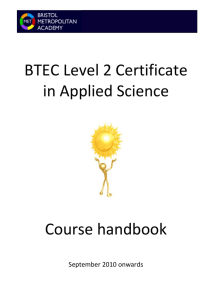 BTEC First Certificate in Applied Science