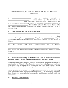 Voluntary Field Trip Form - Assumption of Risk Release