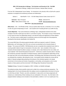 BIOL 1010 Introduction to Biology: The Evolution and Diversity of Life