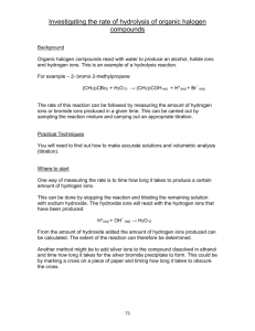 Investigating the hydrolysis of organic halogen compounds