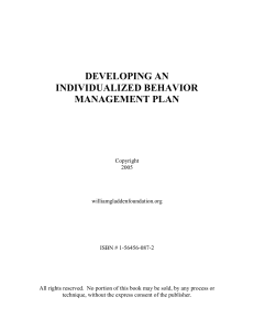Developing An Individualized Behavior Management Plan