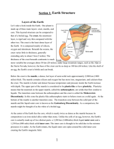 Mr. Phillips Earth Structure and Plate Tectonics Readings