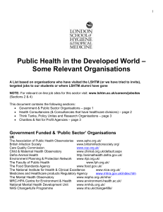 Public Health in the Developed World – Some Relevant Organisations