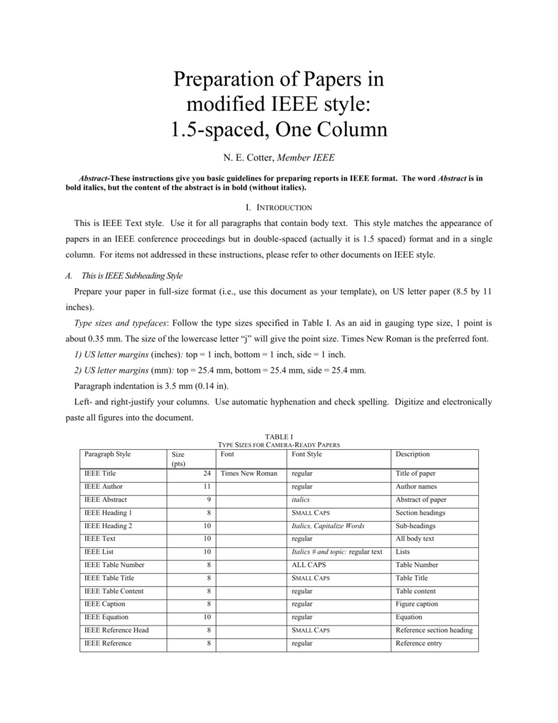 IEEE Format modified for single-column, Double