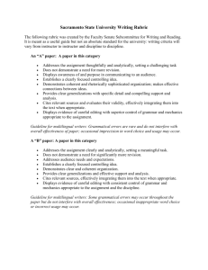 CSU Sacramento Advisory Standards for Writing