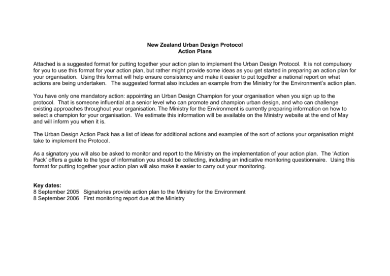 Action Plan Template Final Ministry For The Environment