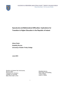 Dyscalculia in Higher Education: A Review of the Literature