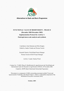 Activity 1 - ASB Partnership for the Tropical Forest Margins