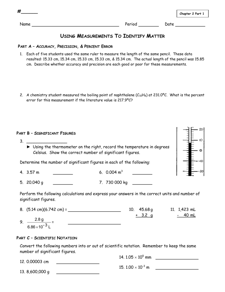 Using Measurements Worksheet For Accuracy Vs Precision Worksheet