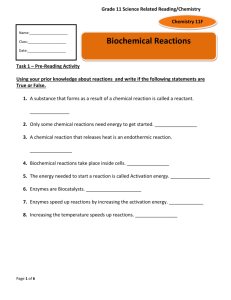 Text 7- Pre and Post Reading Activities BioChemical Reactions