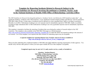 Template for Reporting Incidents to the NIH Office of Biotechnology