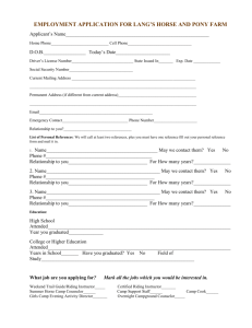 Employment Application - Lang`s Horse and Pony Farm