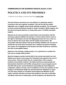 Politics and its Promises - Commentarao in "The Telegraph"