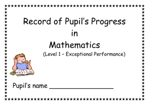 Record of Pupil`s Progress Level 1 -Exceptional