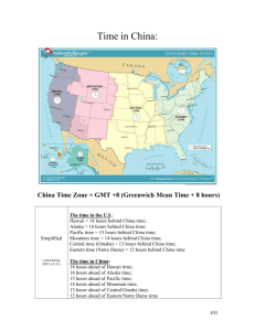 Time in China: China Time Zone = GMT +8 (Greenwich Mean Time