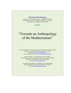 “Towards an Anthropology of the Mediterranean”