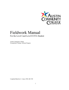 Fieldwork Manual For the Level I and Level II OTA Student Austin