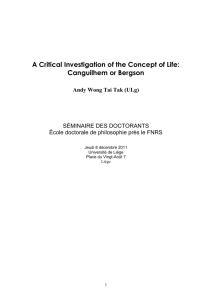 A Critical Investigation of the Concept of Life: - ORBi