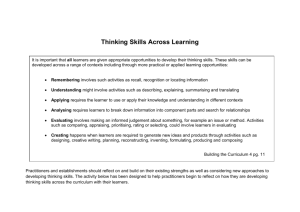 Thinking Skills Across Learning