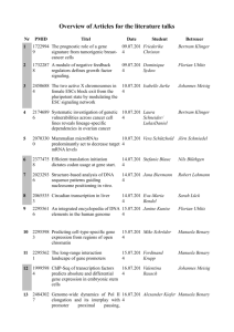 Overview of Articles for the literature talks Nr PMID Titel Date